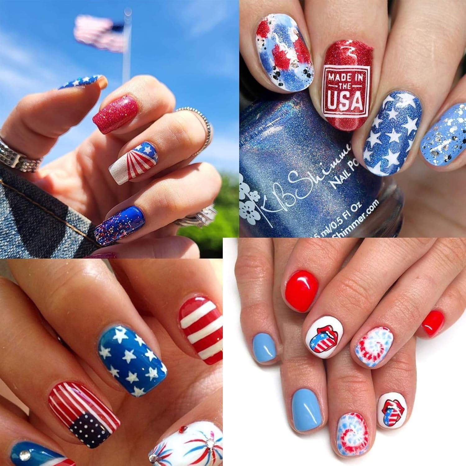 8 Sheets 4th of July Nail Stickers, Independence Day Patriotic Nail Decals, 3…