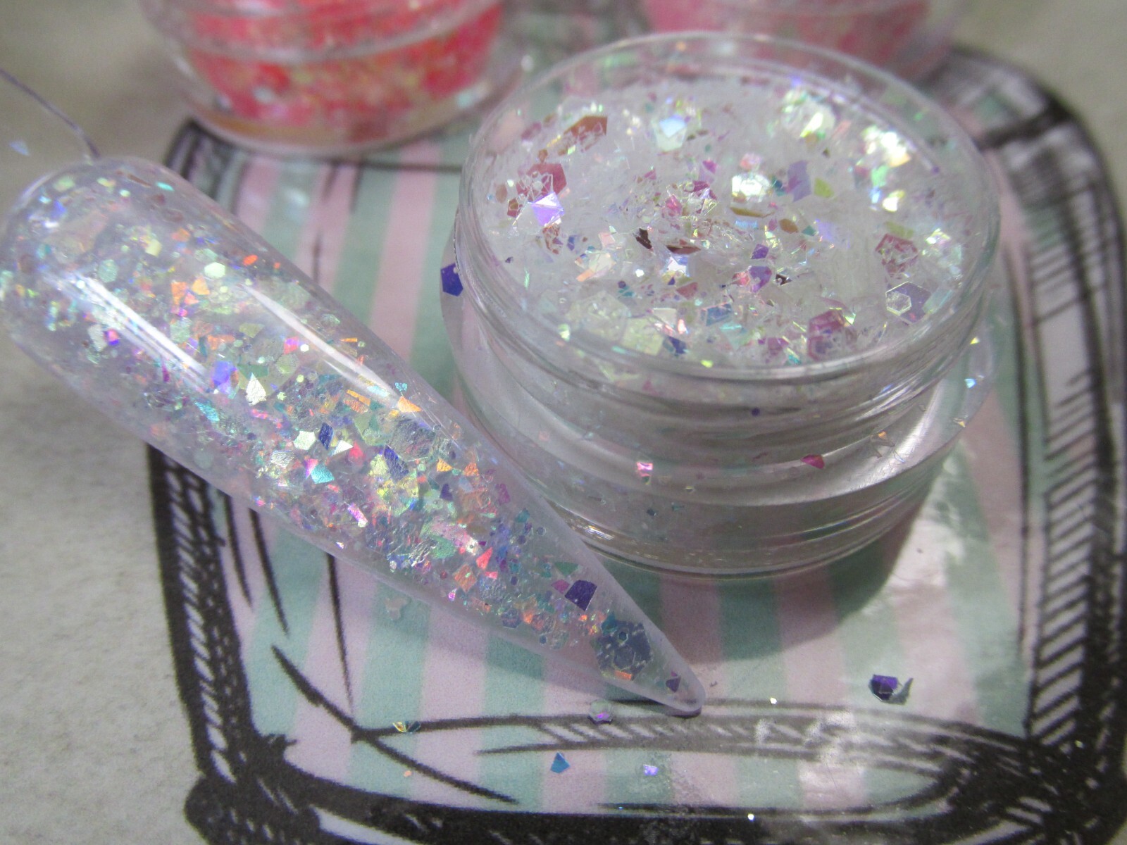 Glitter Flakes Crushed Jewels nail art set