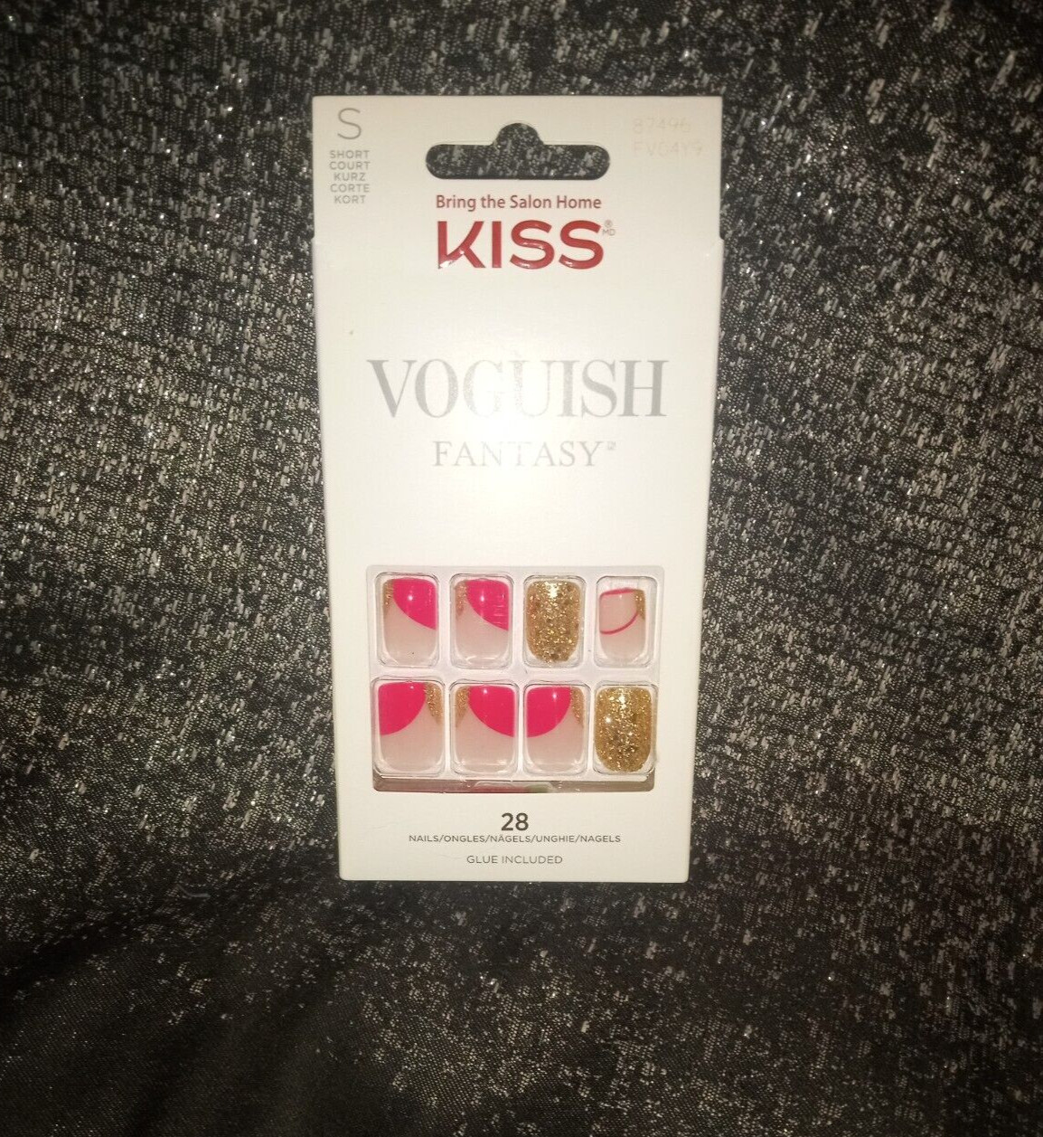 Kiss Voguish Fantasy A NEW YEAR❣️Red/Gold/Glitter/French Glue Nails