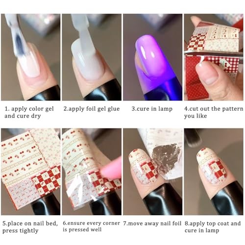 Nail Foil Transfer, 10 Rolls/Box Pink Nail Stickers Transfer Sheets Plaid