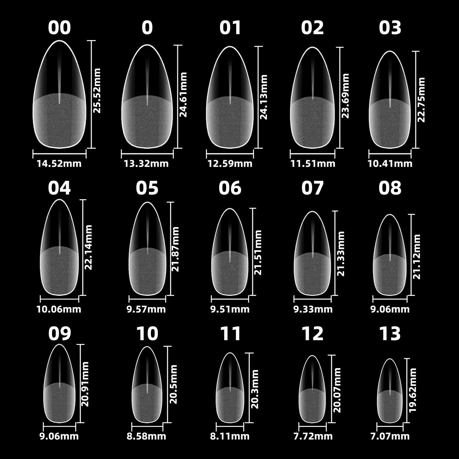 Short Almond Nail Tips, Short Nail Tips 300Pcs 15Size Pre Etched Press On Nai…