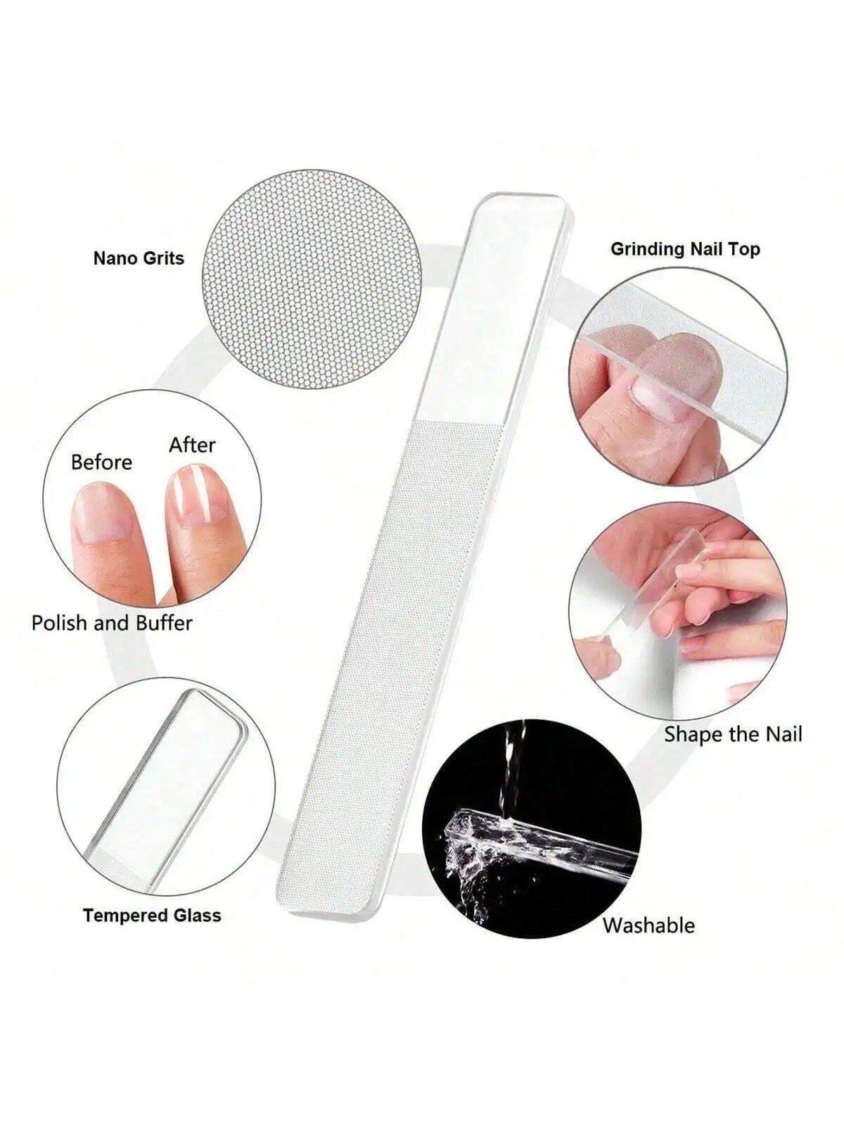 Nano Glass Nail File Professional Polishing Transparent Manicure Tools