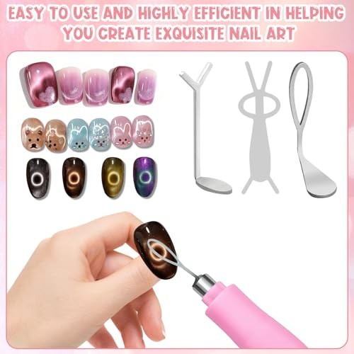 5Pcs Cat Eye Magnet Set – New Pink 3-in-1 Nails Tool – Easy to Use