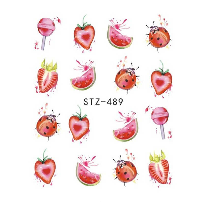 13Pcs Nail Art Water Transfer Lip Cat Butterfly Flora Sticker Tattoo Decals NS48