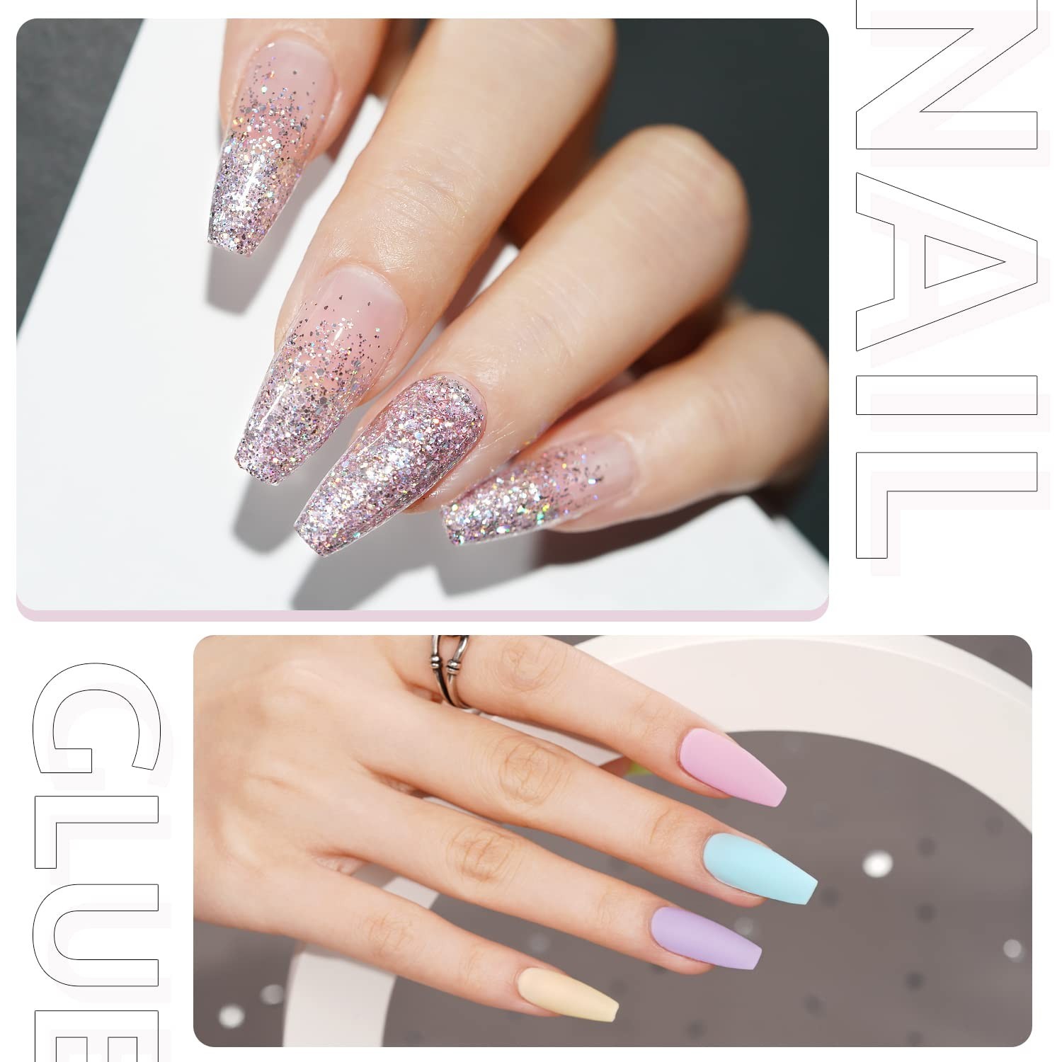 2-in-1 Nail Glue Gel & Base Coat, 16ml Non-Toxic for Long-Lasting Acrylic Tips