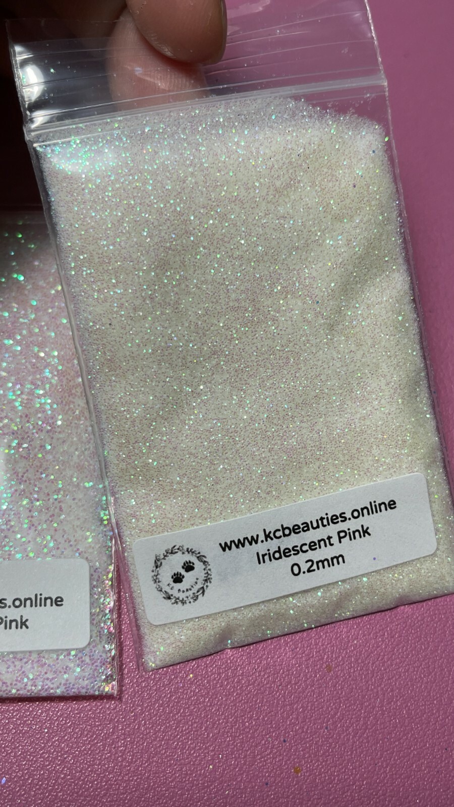 Iridescent White Glitter Hex Snow Light Pink pink blue sheen Nail Art US seller