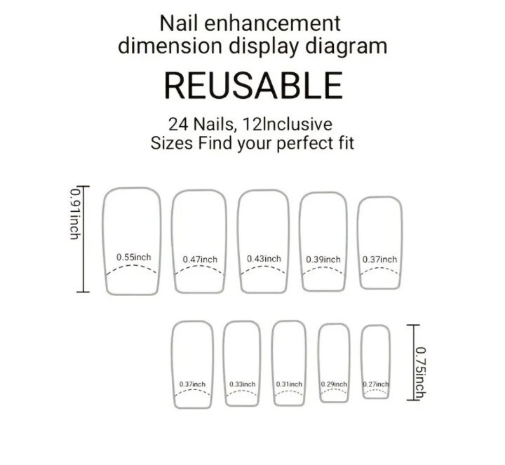 *Brand New* Orange-Pink Sunset Ombre Glitter Press On Fake Nails – Reusable!