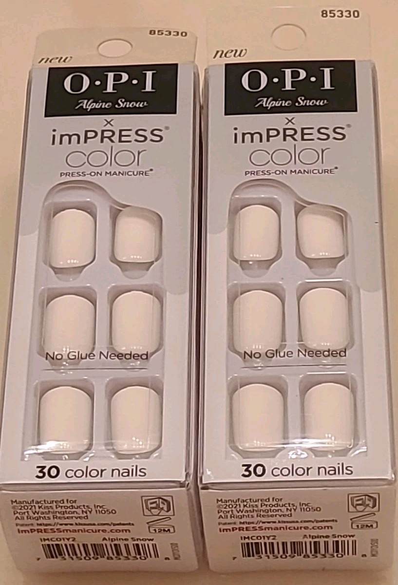 Impress Kiss x O.P.I. Color Press-on Manicure Nails Alpine Snow White Short (2)