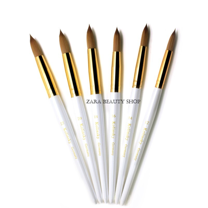 Acrylic Kolinsky Nail Brushes White Wood Sizes 8 to 22 Ships in 1 Business Day