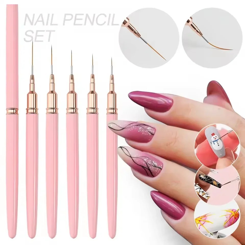 27pc Nail Art Tool Kit Brushes Dotting Pens Liner Palette Manicure DIY Salon Set