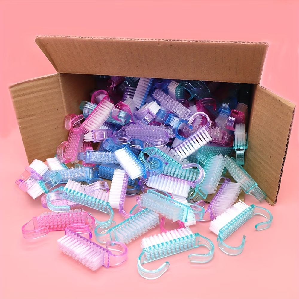 10pcs Nail Art Cleaning Brushes – Acrylic Nail Dust Remover Tools Multi-Color.