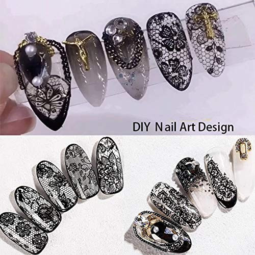 Holographic Nail Foil Transfer Stickers Black White Lace Laser Foils Nail Art