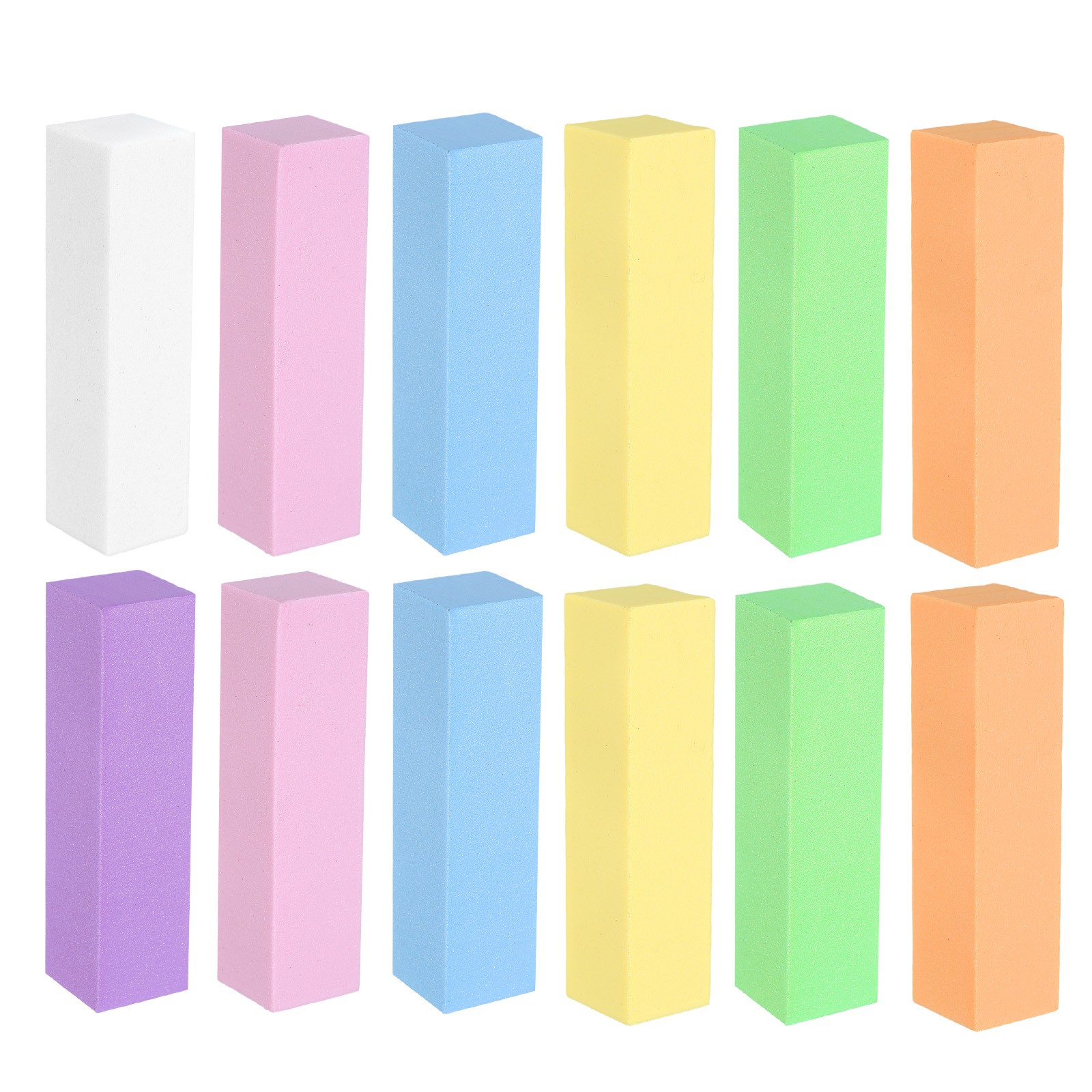 12pcs Nail Buffer Block 120 Grit Nail File for Nail Buffing, Mix Seven Colors
