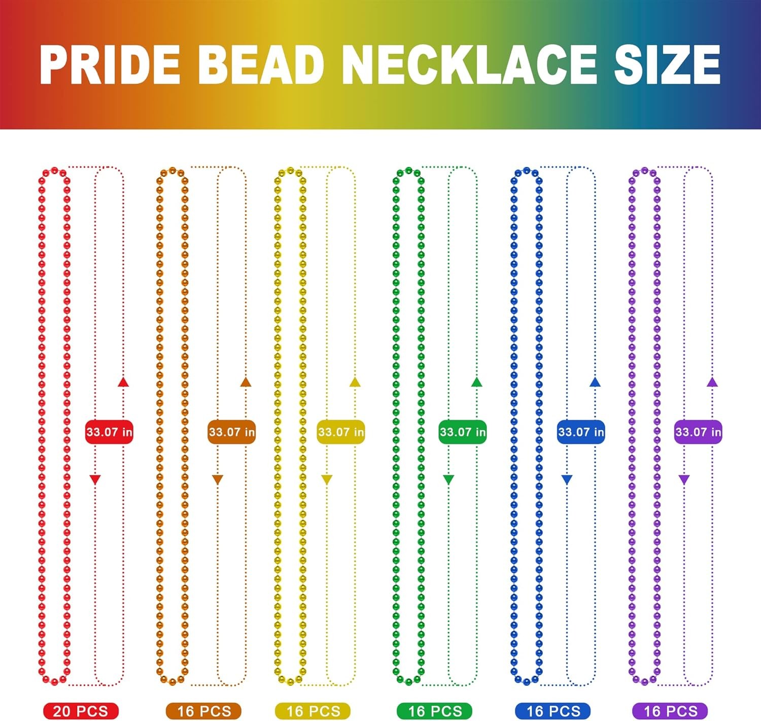 Pride Beads Stuff,LGBTQ Necklace Accessories,100PC 6 Kind of LGBTQ Metallic Bead