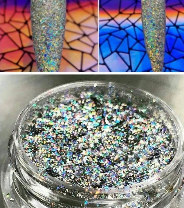 GALAXY HOLO FLAKES Chrome Flecks Unicorn Powder Holographic Nails Sequins