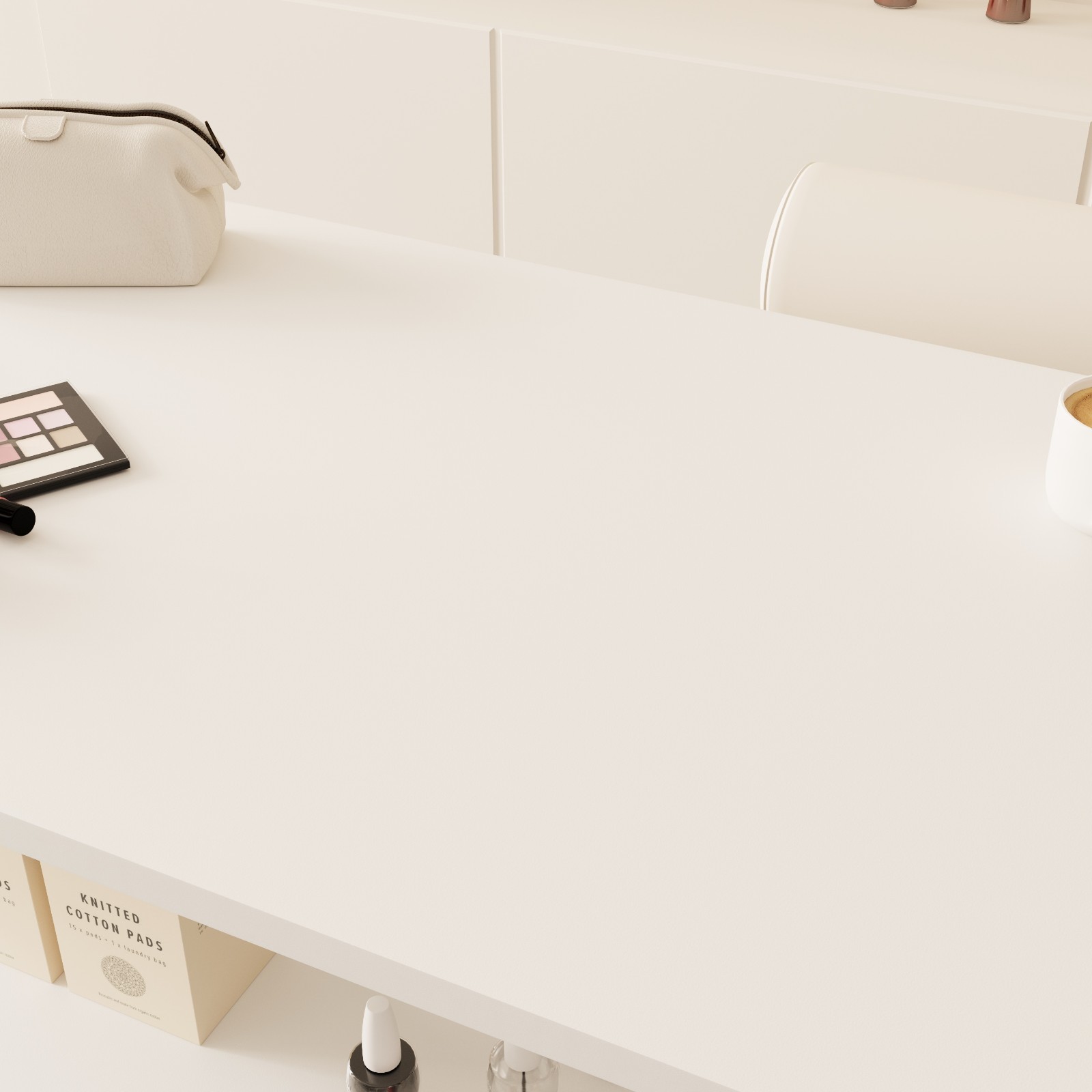 2-Tier White Manicure Table Nail Desk Rectangular Minimalist for Salons