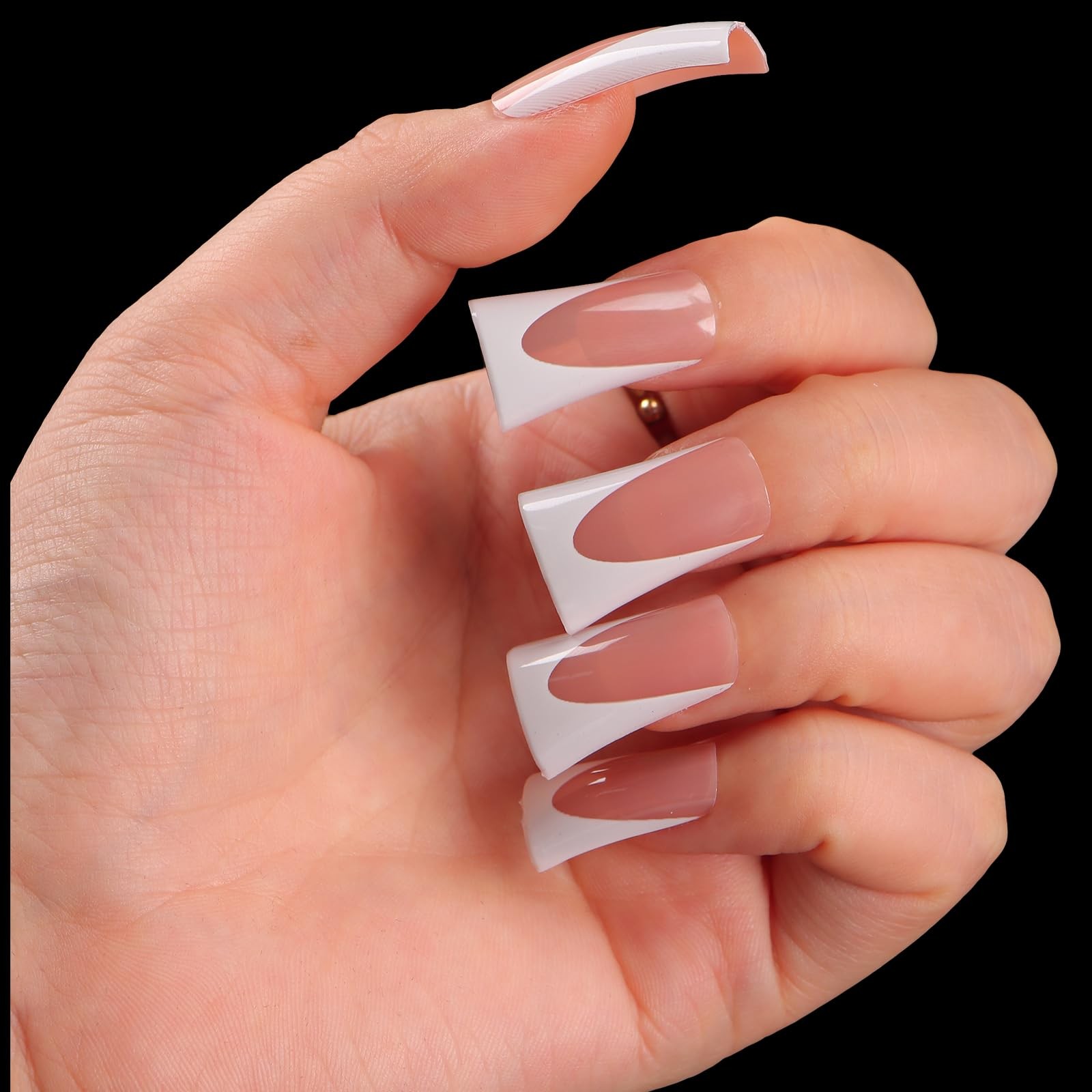 120pcs Duck Nail Tips Short Light Pink French Duck Tips Full Cover Fan Flare …
