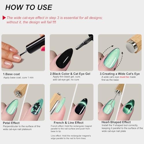 3 in 1 Nail Magnet with Heart Shaped Cat-Eye Tool, Multifunctional Cat Apricot