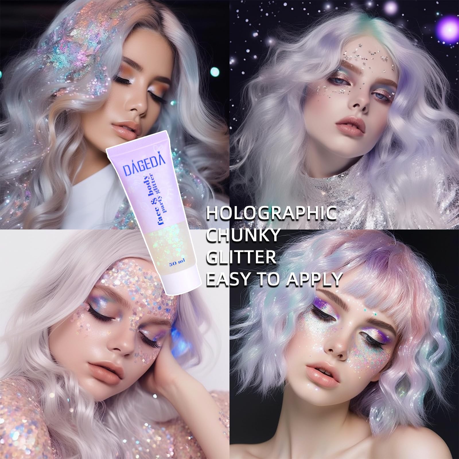 Body Glitter Gel, Face Glitter Body Gel Sequins Shimmer Liquid Eyeshadow, Chu…