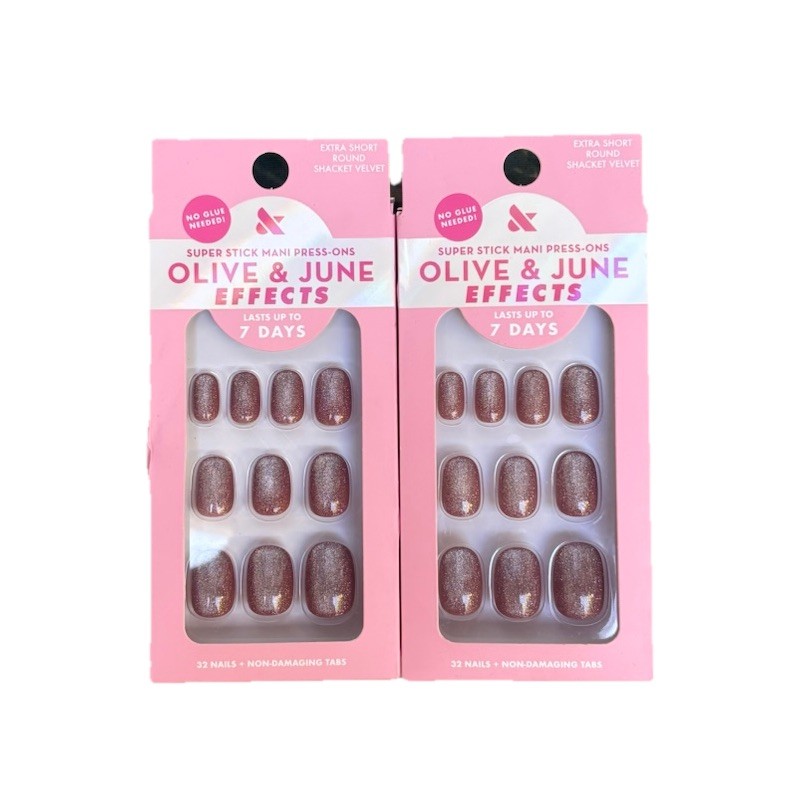 Olive & June Effects Super Stick Mani Press On Extra Short Shacket Velvet 2 Pack