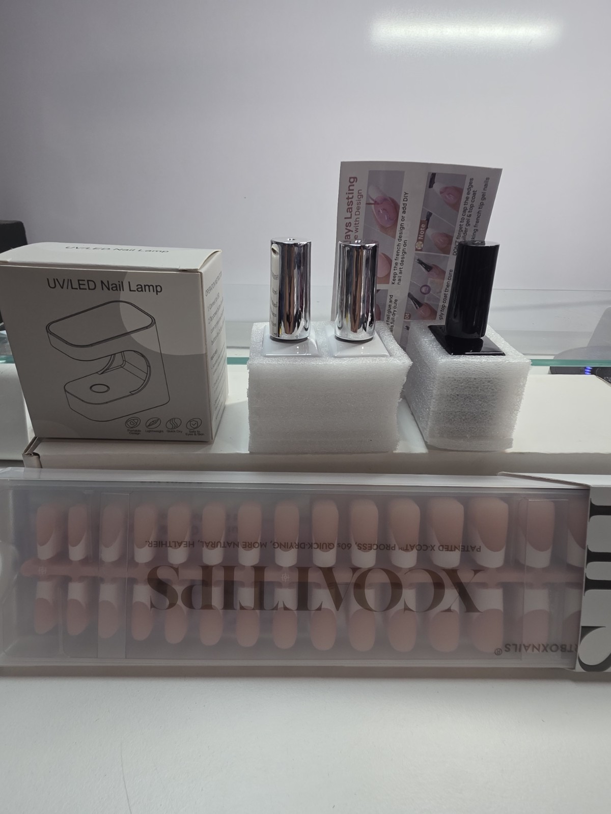 BTArtboxnails XCOATTIPS Gel Nail Kit – French Nail Tips w/gel & Lamp New