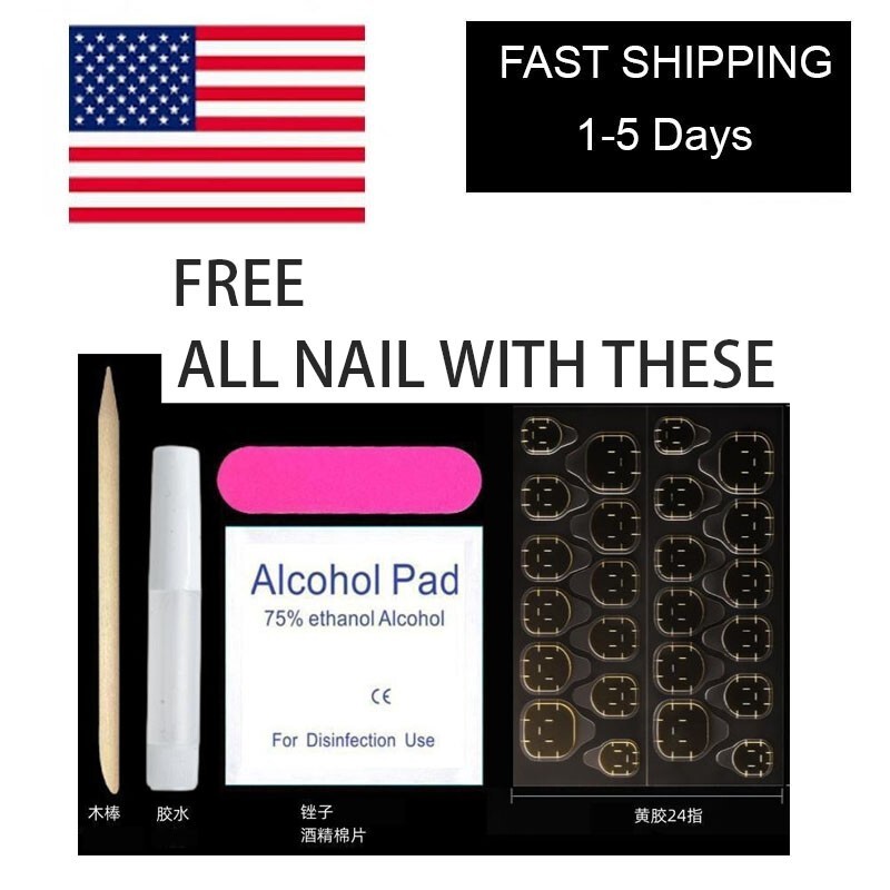 24 pcs Press On beauty False Nails EASY USE WITH TOOL Gel patch for nail