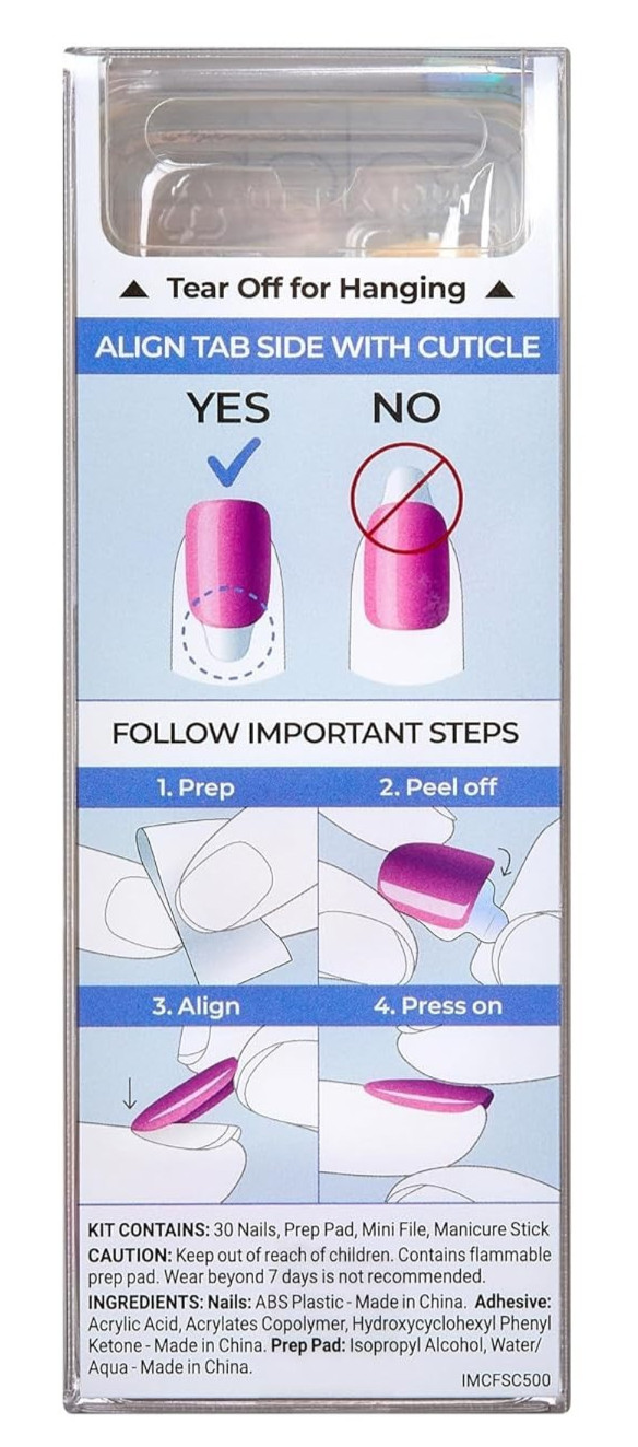 imPRESS Color FX 30 Press On Nails Reconnect Blue Pearlescent No Glue Mani 93788