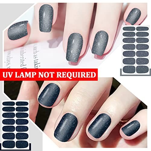 16 Sheets Dark Nail Wraps Solid Color Nail Polish Stickers Luxury Dark Style