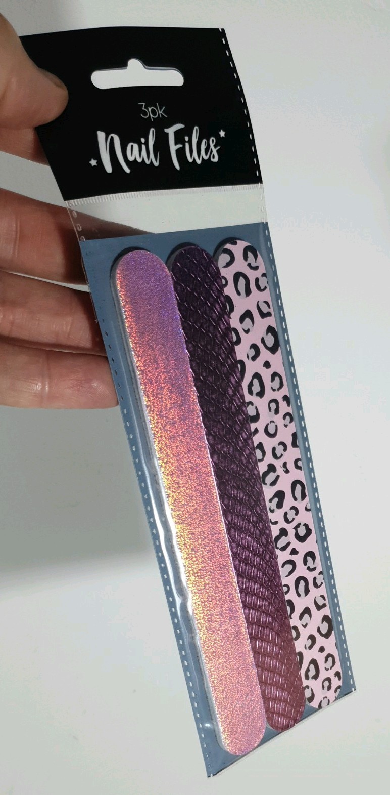 3x Sparkly PEARLESCENT PINK Cute Nail Files Emery Boards 3 New Pretty Nail Files