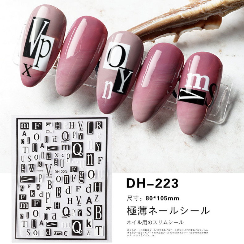 3D Nail Art Stickers Decal Manicure Snake Leopard Letters Love Star Moon NH12