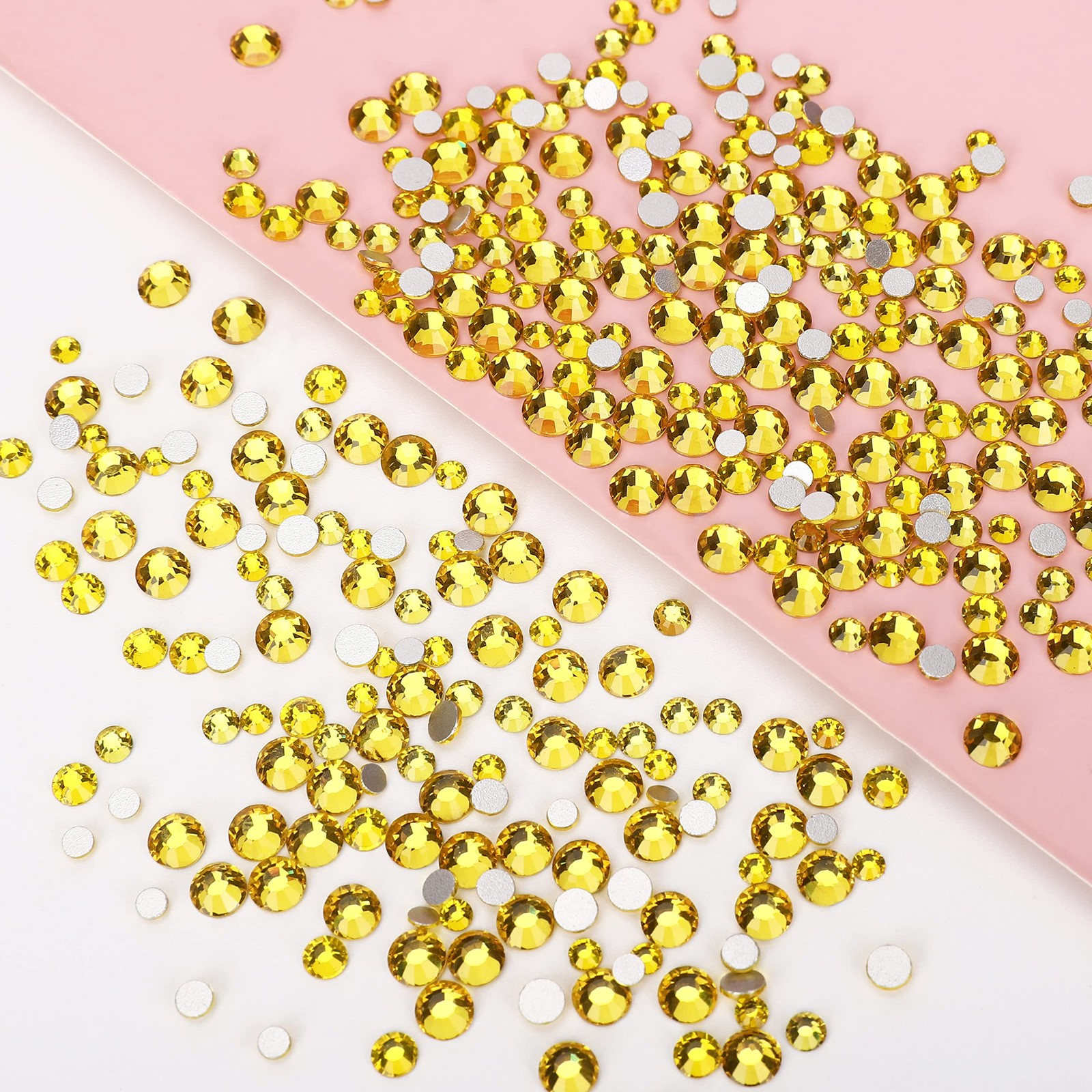 2400Pcs Lemon Yellow Flatback Rhinestones for Crafts,Nail Gems Glass Flatback…