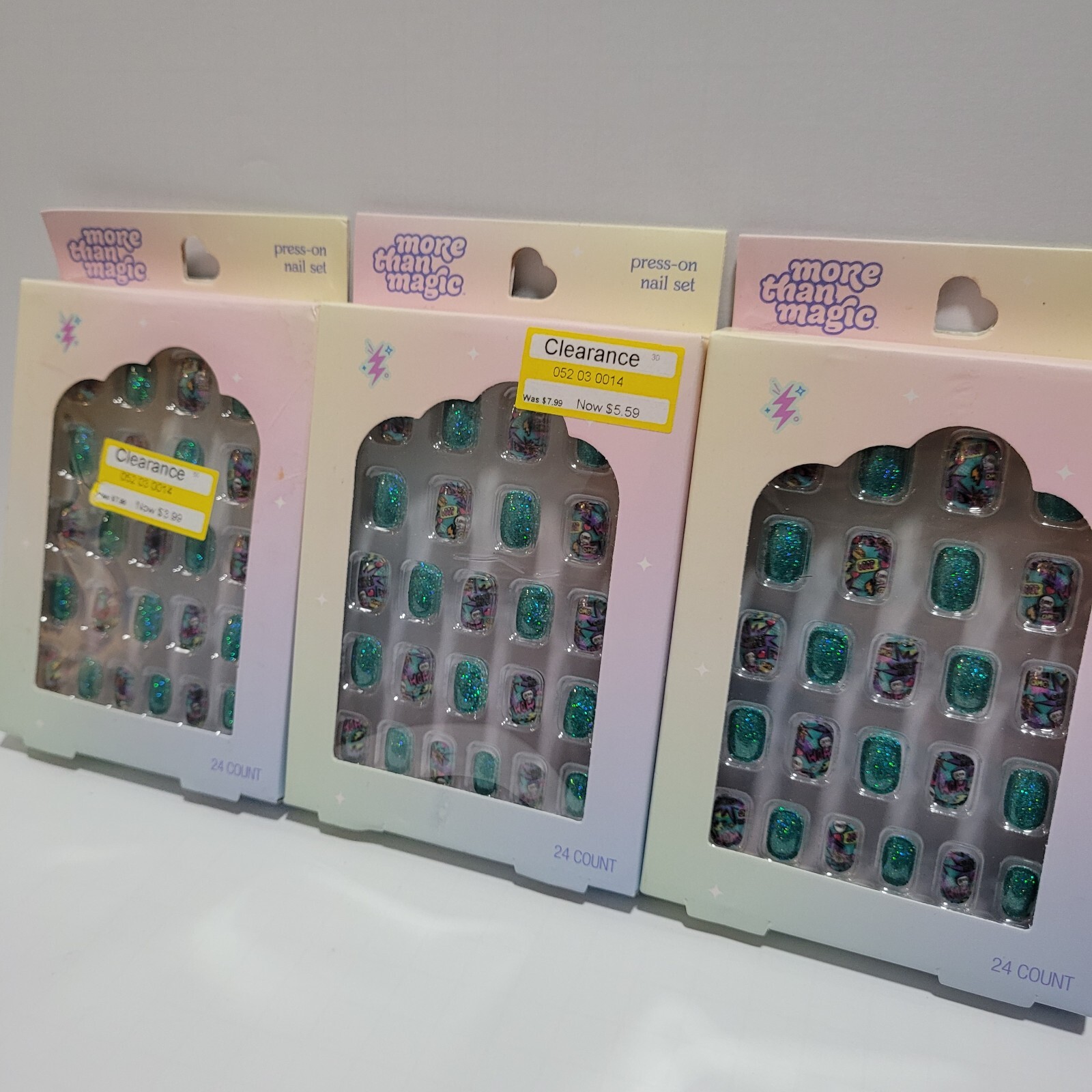 3 PK- More Than Magic Sparkly Press-On Nail Set – 24 Count NEW FREE SHIPPING