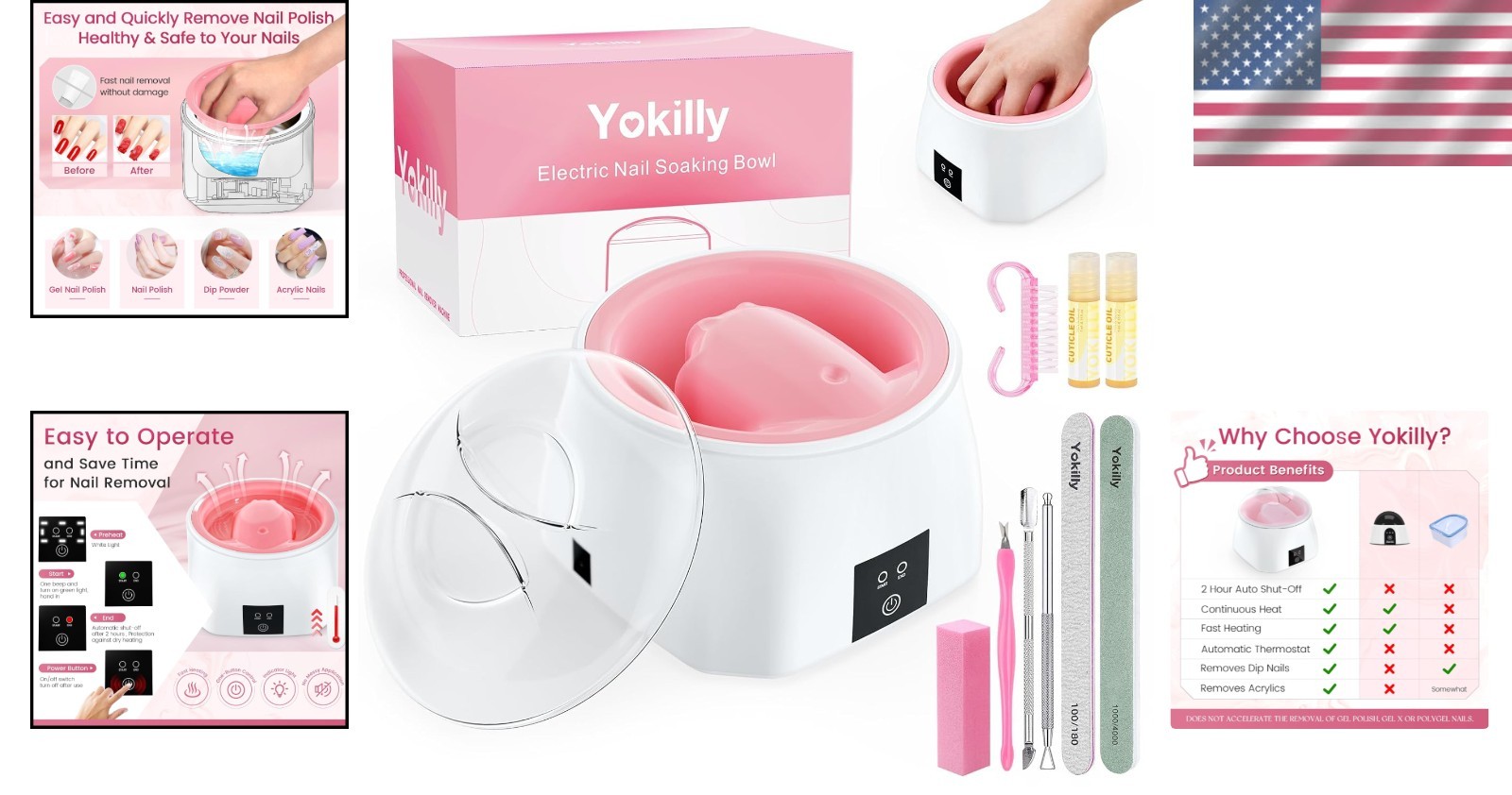 Electric Nail Soaking Bowl for Fast Removal – White