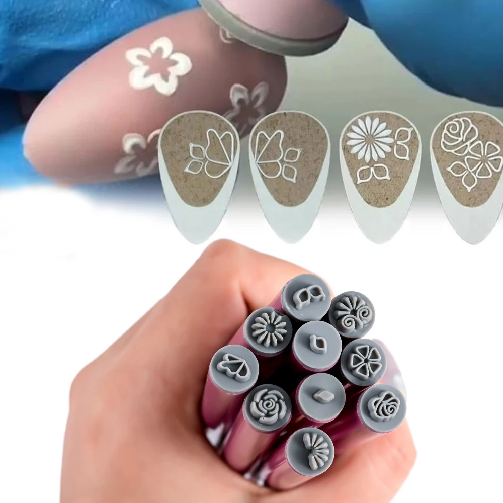 DIY Nail Art Stamp Pen 4 6 10Pcs Set Floral Butterfly Graffiti Dotting Draw Tool