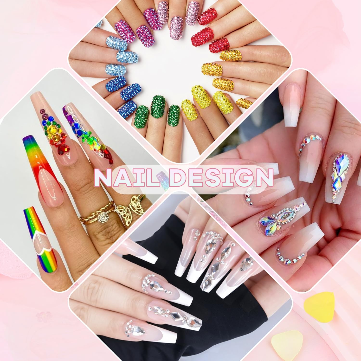 5400Pcs Small Glass Crystal Nail Rhinestones for Nails Colorful Nail Gems