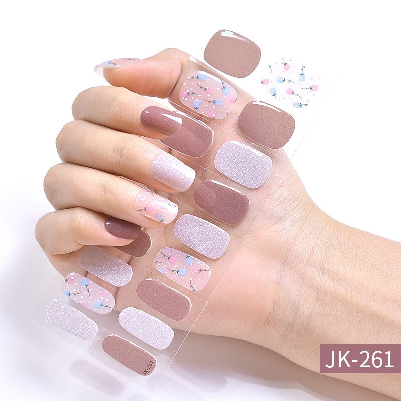 Gel Nail Sticker Semi Cured Gel Nail Strips Lasting Nail Sticker UV Lamp Needed