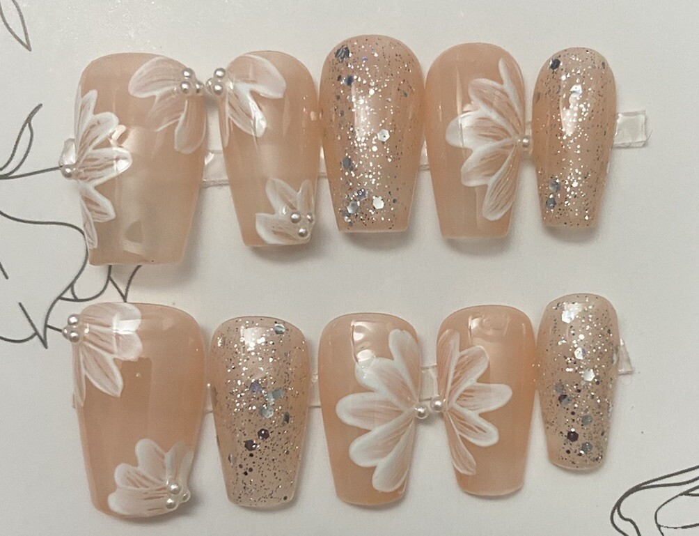 High End Pretty custom Nails Handmade press on nails-10 pcs-Medium