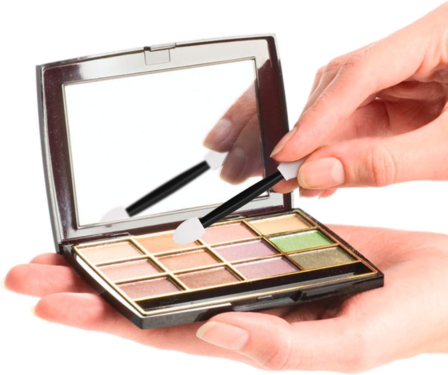 Disposable Sides Eye Shadow Spon Applicators with Container,