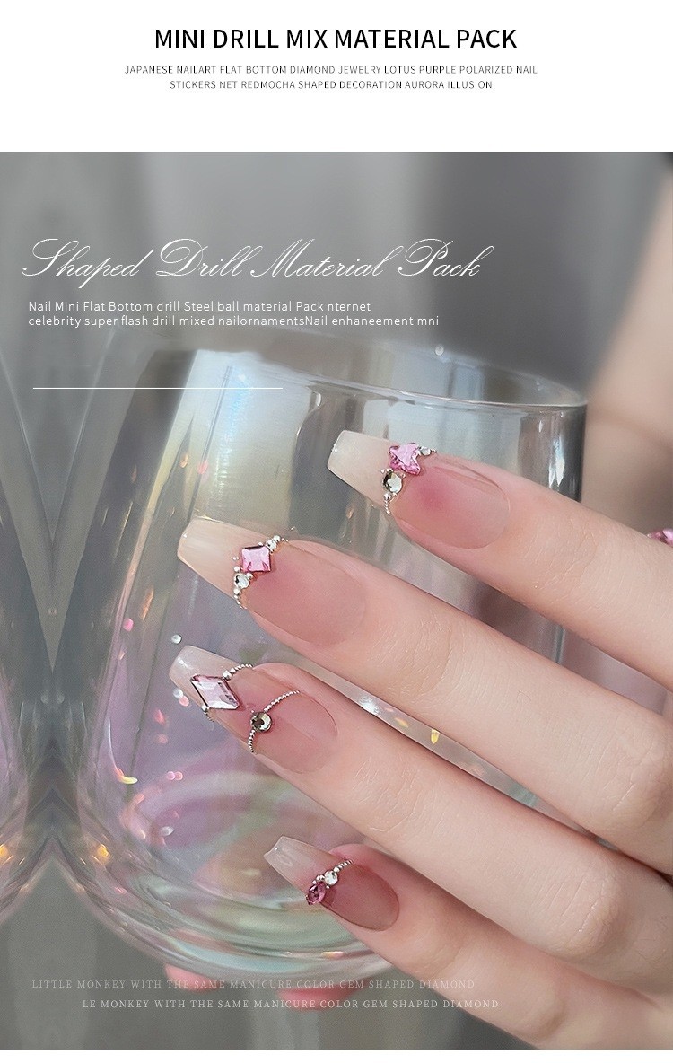 Mini Colorful Rhinestones Nail Art Charm, Multi Shape Flat Back Nail Gem