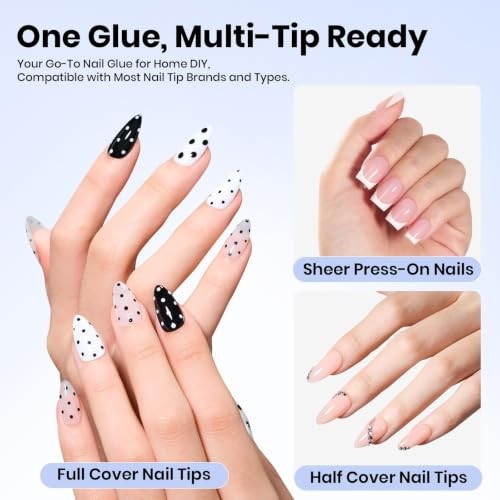 2-Pack Gel Nail Glue for Acrylic Tips UV Clear Self-Leveling 15ml Each