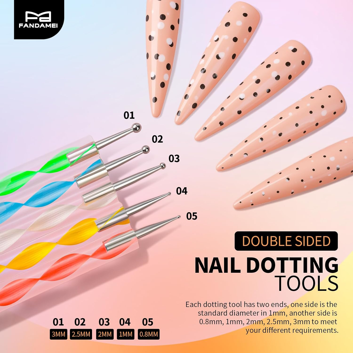 Nail Art Tools, Nail Brush, 15 PCS Nail Art Brushes, 5 PCS Nail Dotting Tool, Na