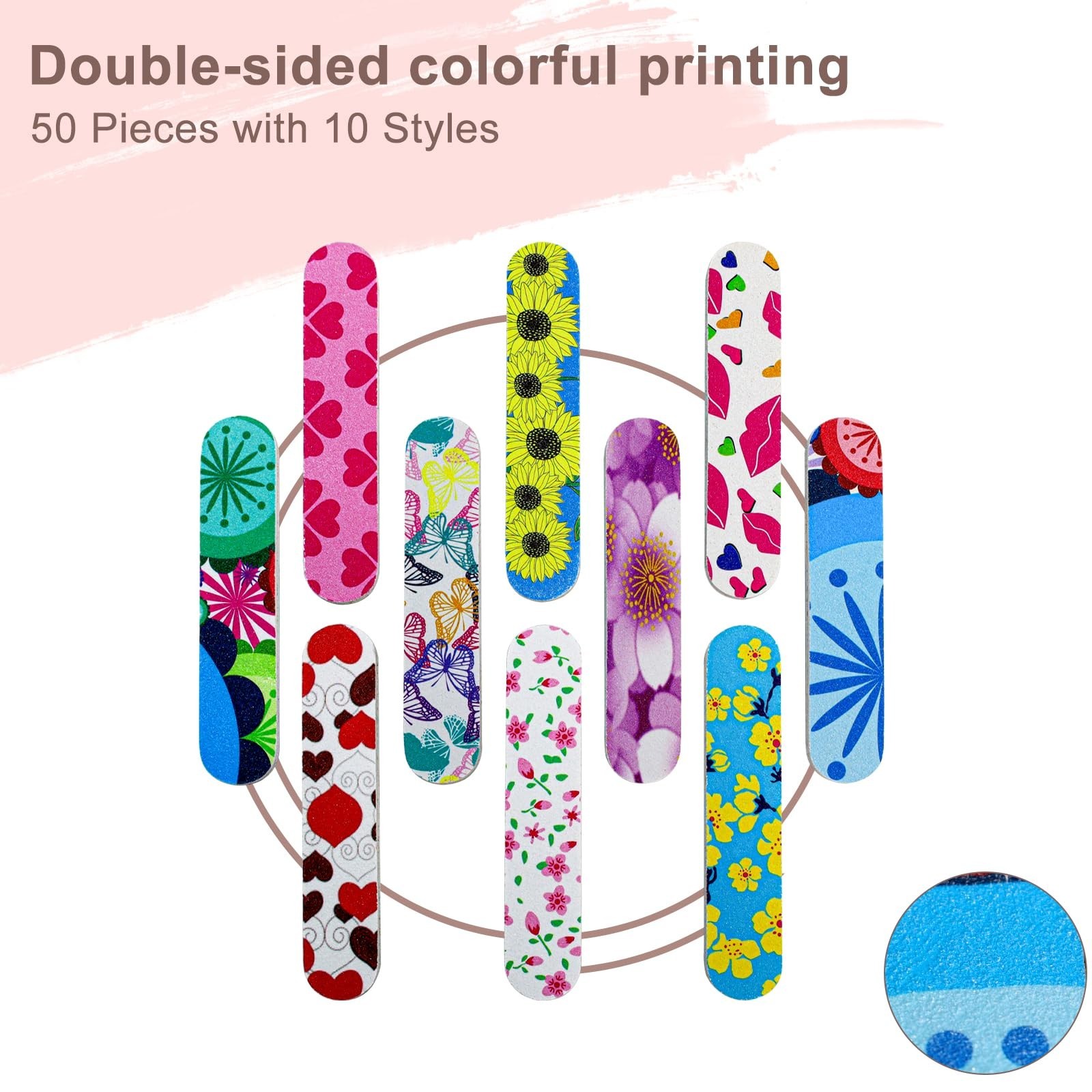 Mini Nail Files, Colorful Emery Boards for Nails Double Sided 180 Grit Emory,…