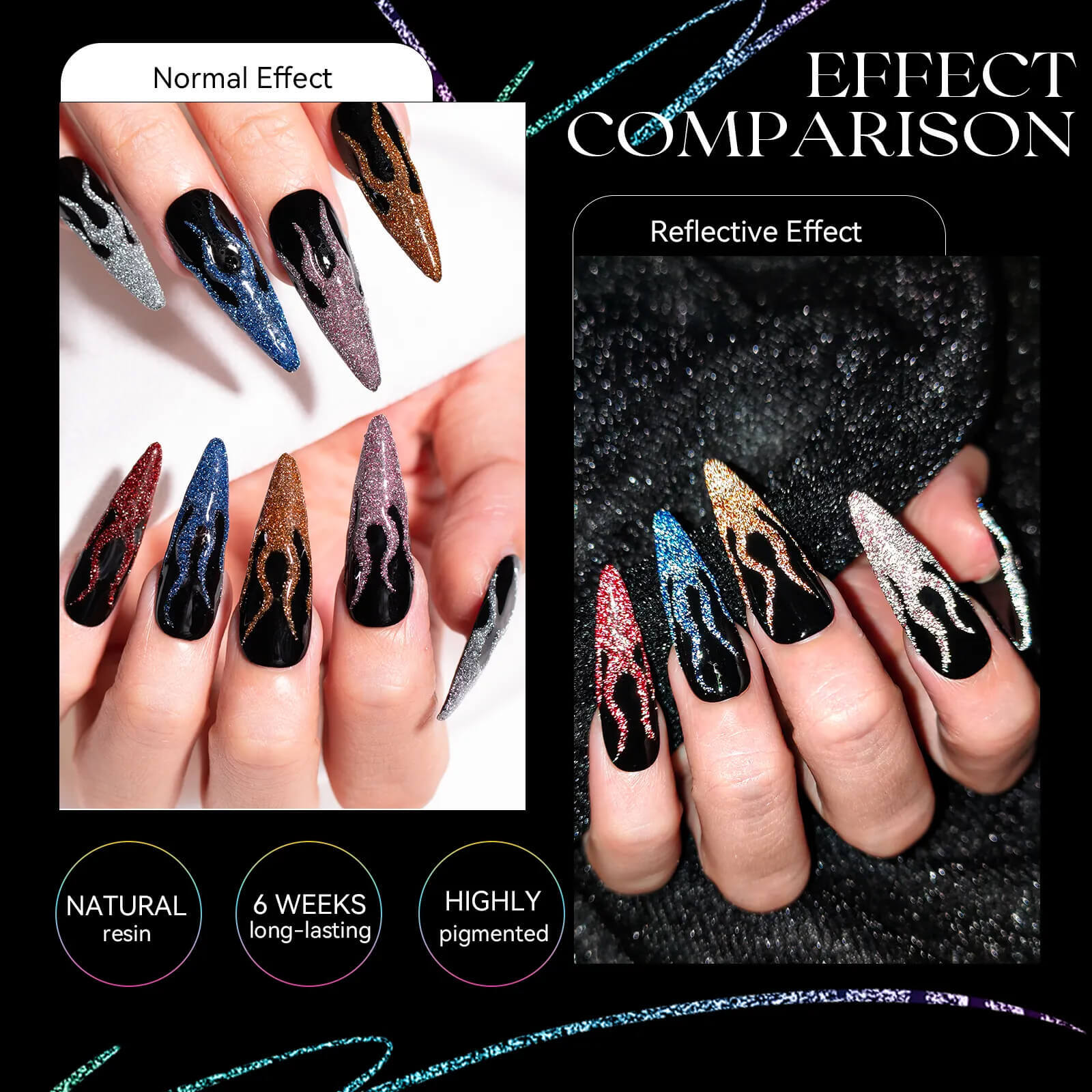 Vanfa Gel art Liner – Drawing Striper Gel Nail Polish Metallic Silver Mirror gel