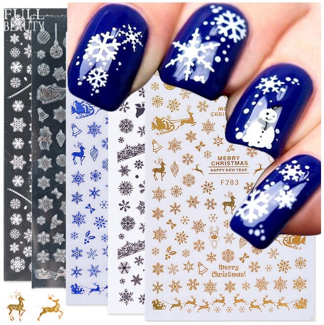 Christmas New Year Nail Sticker Snow Santa’s Sleigh Reindeer Snowman