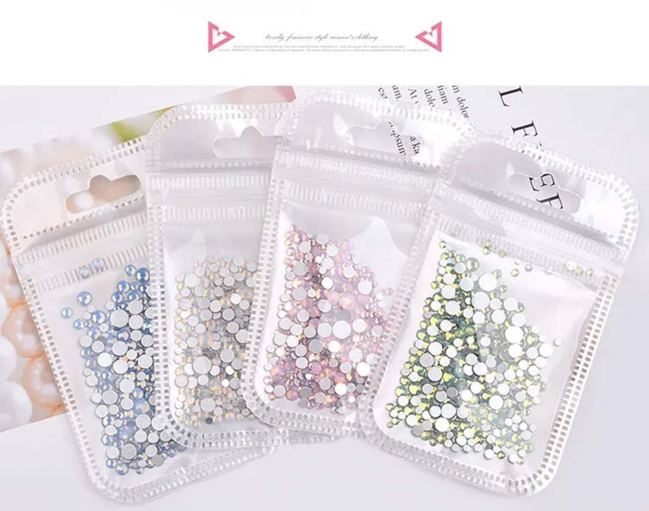 Shiny SS4-SS20 Mixed Size Opal Stones Nail Art Decorations Glass Flat Back Rhine