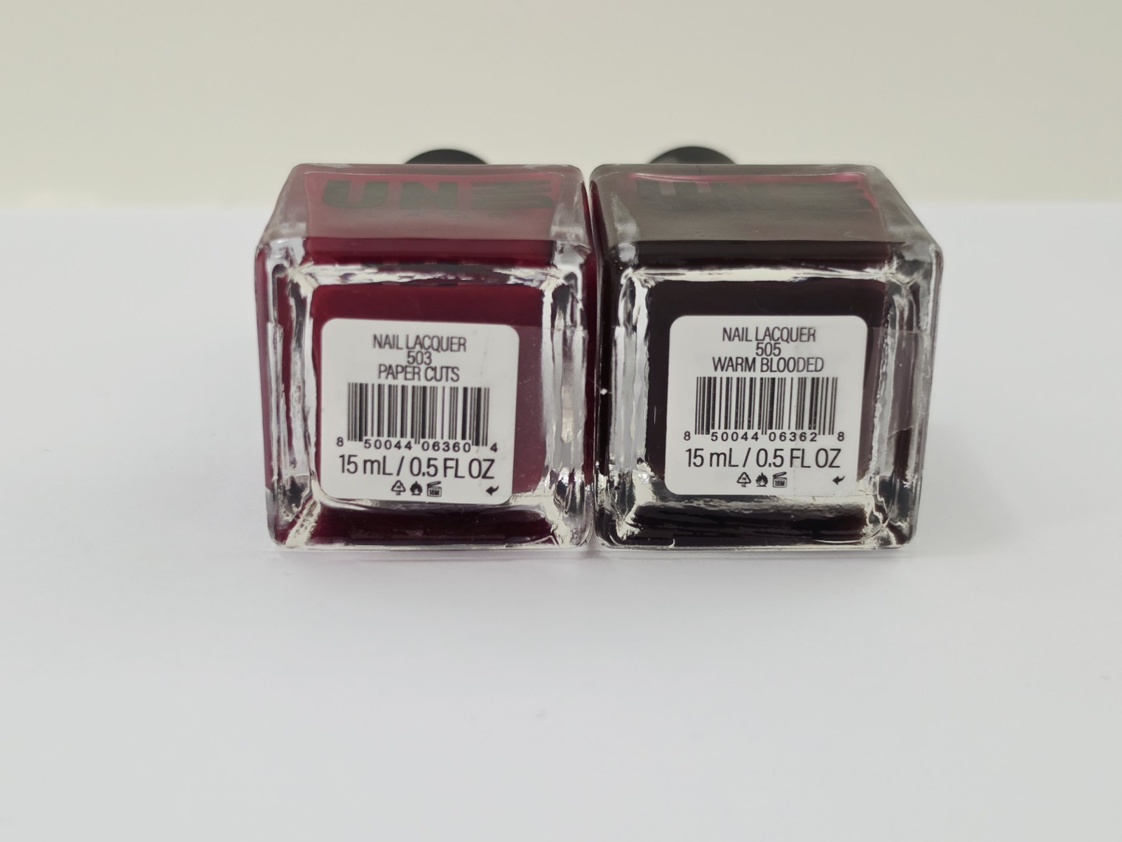 UNDN I0154358 0.5 oz Vegan Nail Polish – #503 Paper Cuts & #505 Warm Blooded