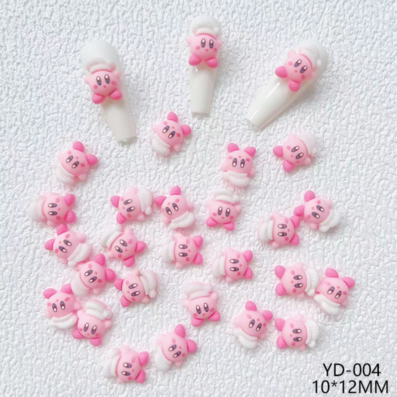 2PCS 3D Nail Charms Resin Ornament Pink Cartoon Manicure Decoration Jewelry NS31