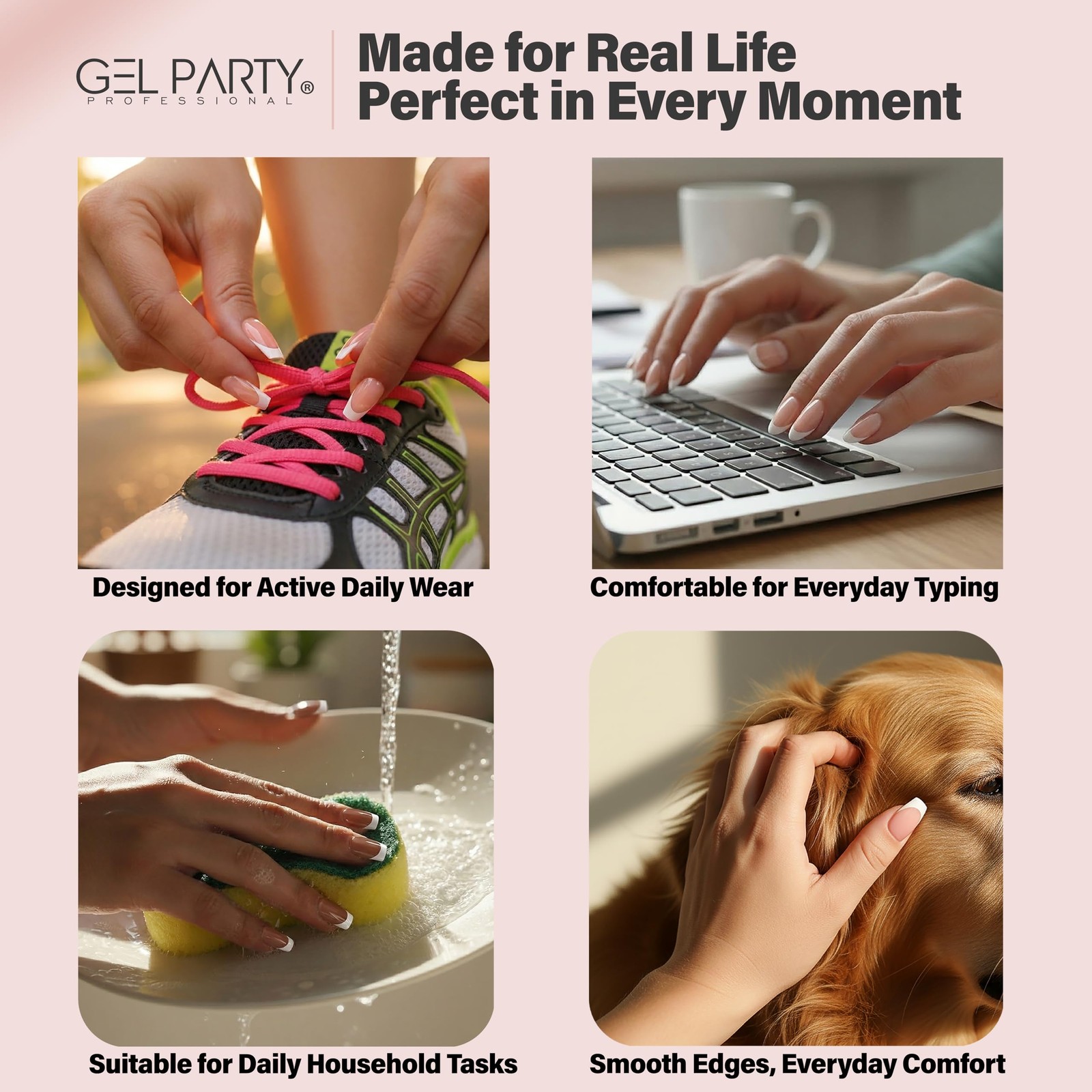 GEL PARTY 150pc Toe Nail Pink Square Gel Tips