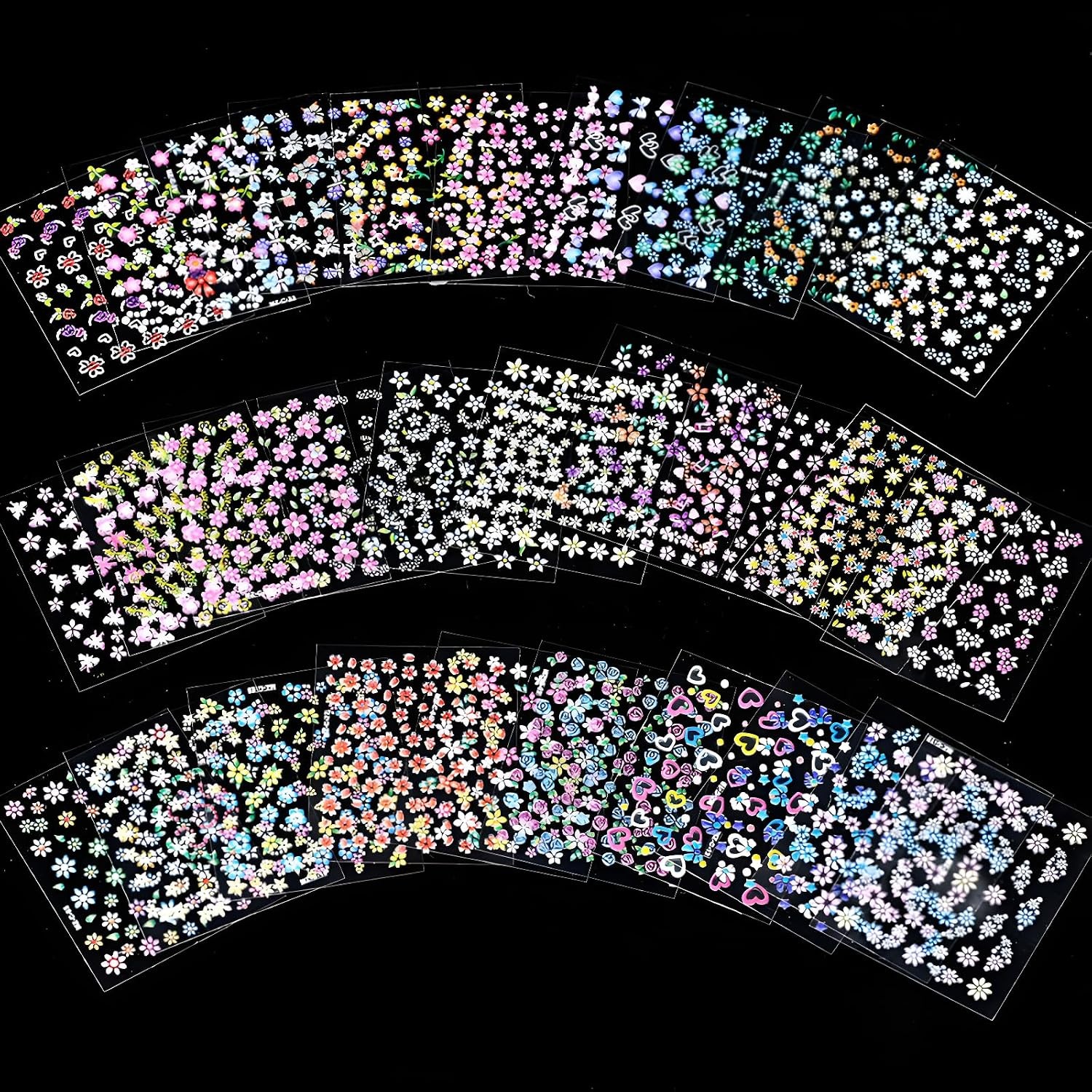 3D Colorful Daisy Floral Heart Nail Art Stickers Decals