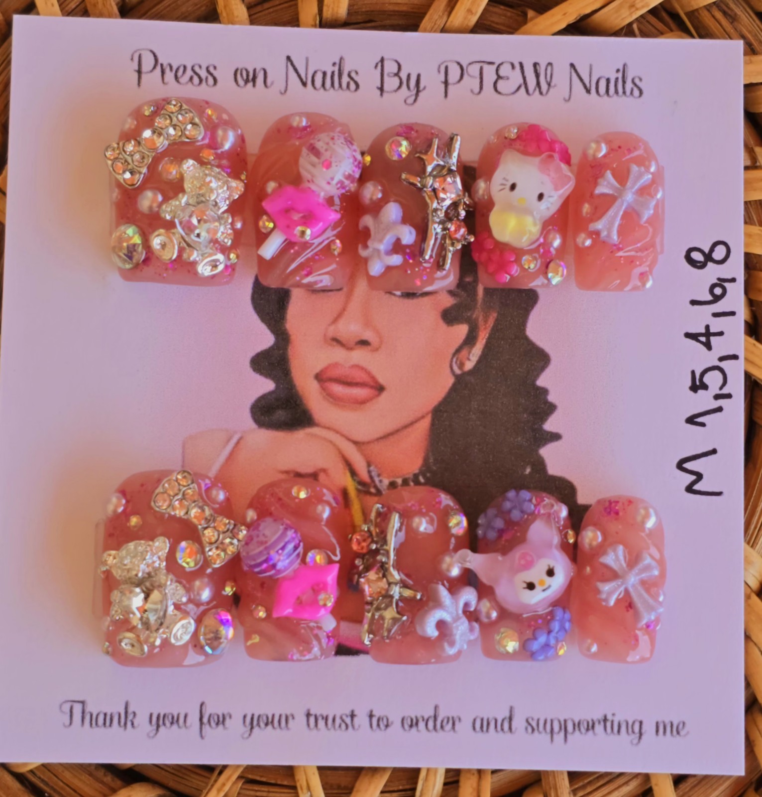 Handmade Press On Nails,Adorable Nude Pink,Medium Size 1,5,4,6,8 Short Square